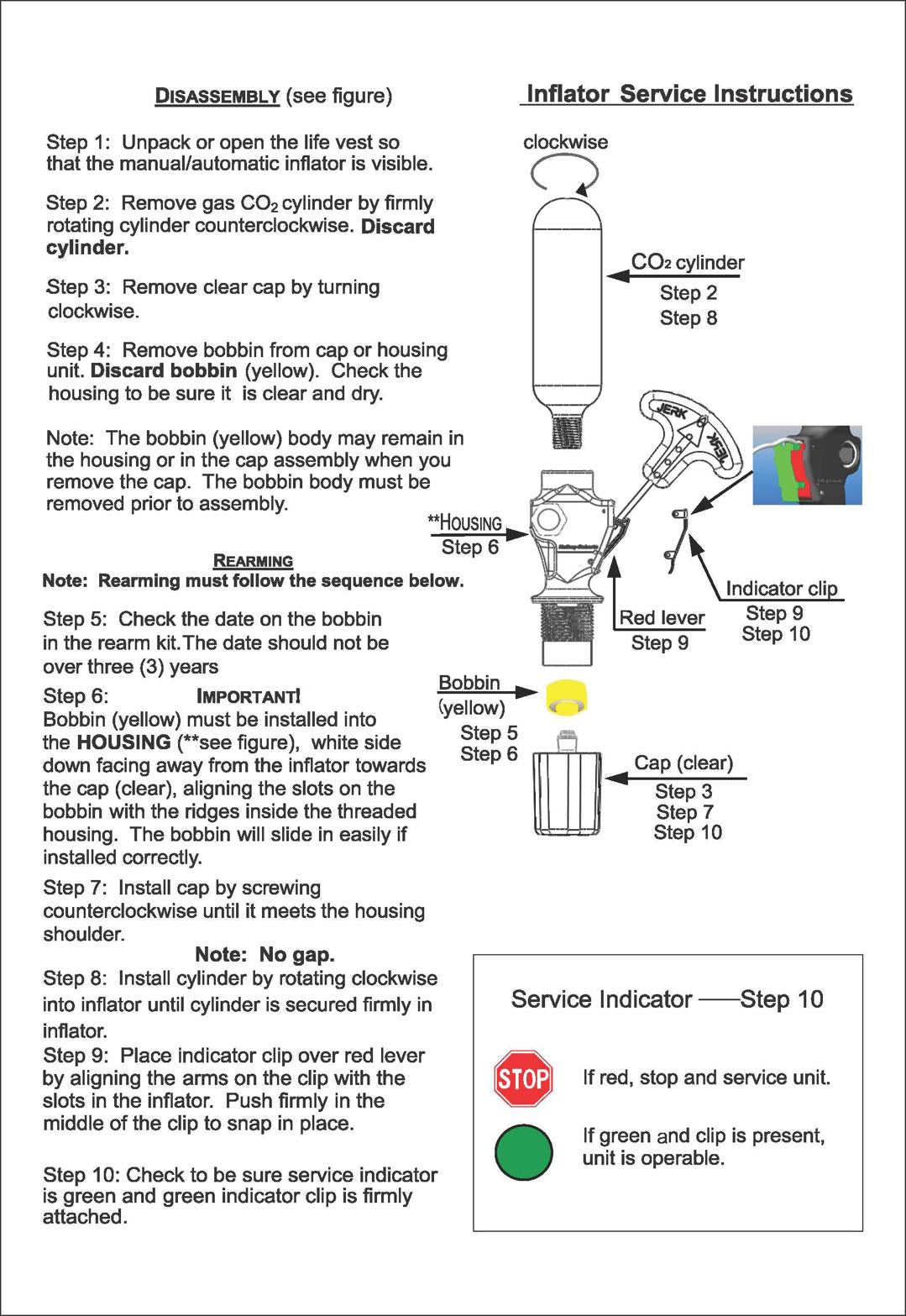 33G CO2 Cylinder Re-arming Kit for Inflatable life jacket FLOATTOP EXP-30MA